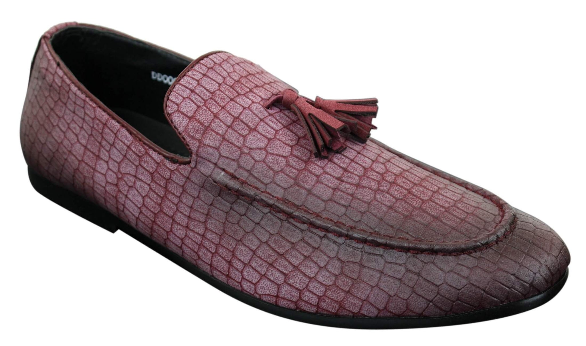 Elong DD0085 - Mens Snake Crocodile Leather PU Loafers Driving Shoes Slip On Tassel Comfort Vintage