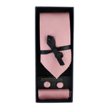 Diamond Neck Pink Tie Gift Set Pocket Square Cuff Links Pin Tie For Shirt Satin