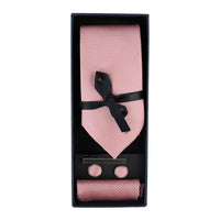 Diamond Neck Pink Tie Gift Set Pocket Square Cuff Links Pin Tie For Shirt Satin