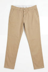 Męskie spodnie chino w kolorze khaki z mieszanki lnu, z cienkiej bawełny Tencel, letniej tkaniny