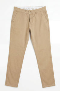 Męskie spodnie chino w kolorze khaki z mieszanki lnu, z cienkiej bawełny Tencel, letniej tkaniny