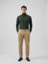 Męskie spodnie chino w kolorze khaki z mieszanki lnu, z cienkiej bawełny Tencel, letniej tkaniny