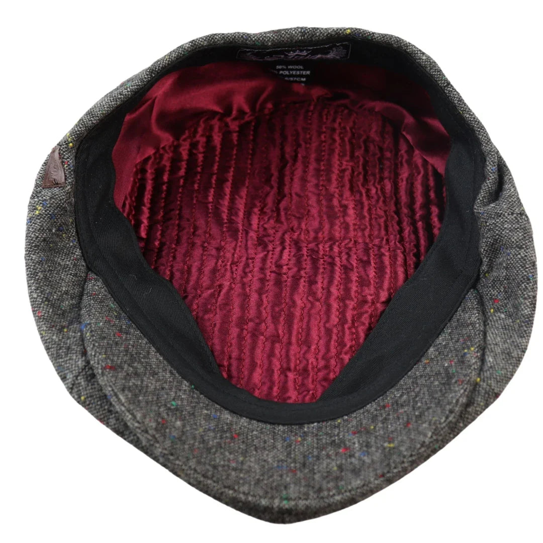 8 Panel Baker Boy Cap Shelby Hat Wool Tweed Classic Grey Razor