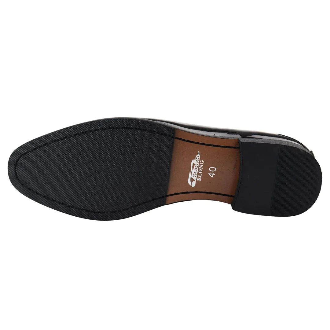 Men's Patent Tassel Slip On Black Loafers