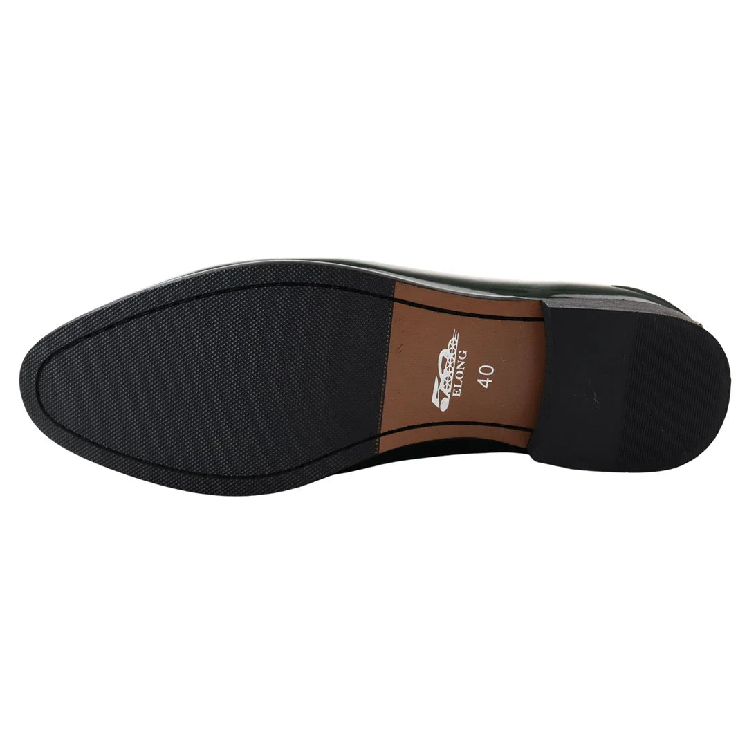 Men's Patent Tassel Slip On Green Loafers