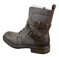 Mens Punk Rock Goth Emo Biker Ankle Boots Leather Buckle Fur Fleece Lined