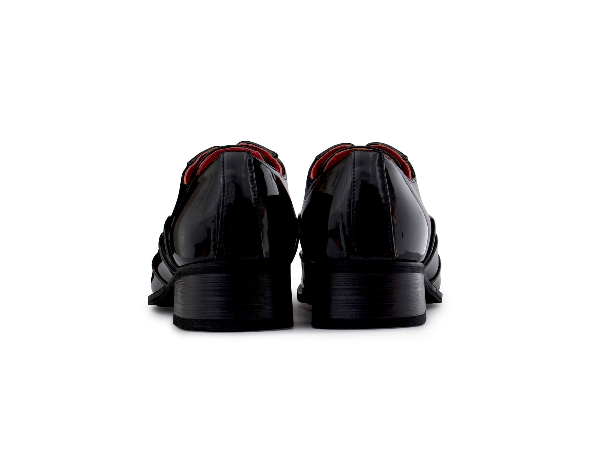 Mens Black Patent Shoes with Metal Toe