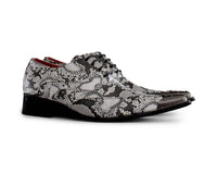Mens Grey Snakeskin Design Shoes with Metal Toe