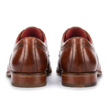 Everett - Brązowe, polerowane, skórzane, męskie buty typu derby z noskiem typu cap toe