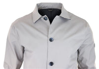 Mens Mid Length Overcoat Jacket Light Weight Smart Casual Beige Stone  Mac