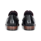 Flynn - Męskie czarne lakierowane buty typu brogs