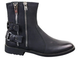 Mens Zip Biker Motorcycle Boots Punk Rock Ankle Belted Buckle Casual