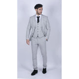 Mens Tweed Light Grey 3 Piece Suit Tailored Fit Classic Vintage 1920s Wedding