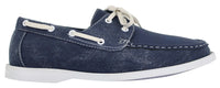 Mens Retro Denim Style Vintage Deck Boat Shoes Smart Casual Laced Navy Washed