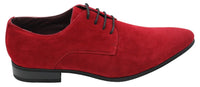 Mens Laced Smart Casual Suede Shoes Red Green Black Grey Italian