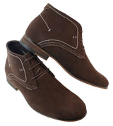 Mens Casual Suede Look Desert Ankle Boots Brown Black Navy Blue Leather Lined