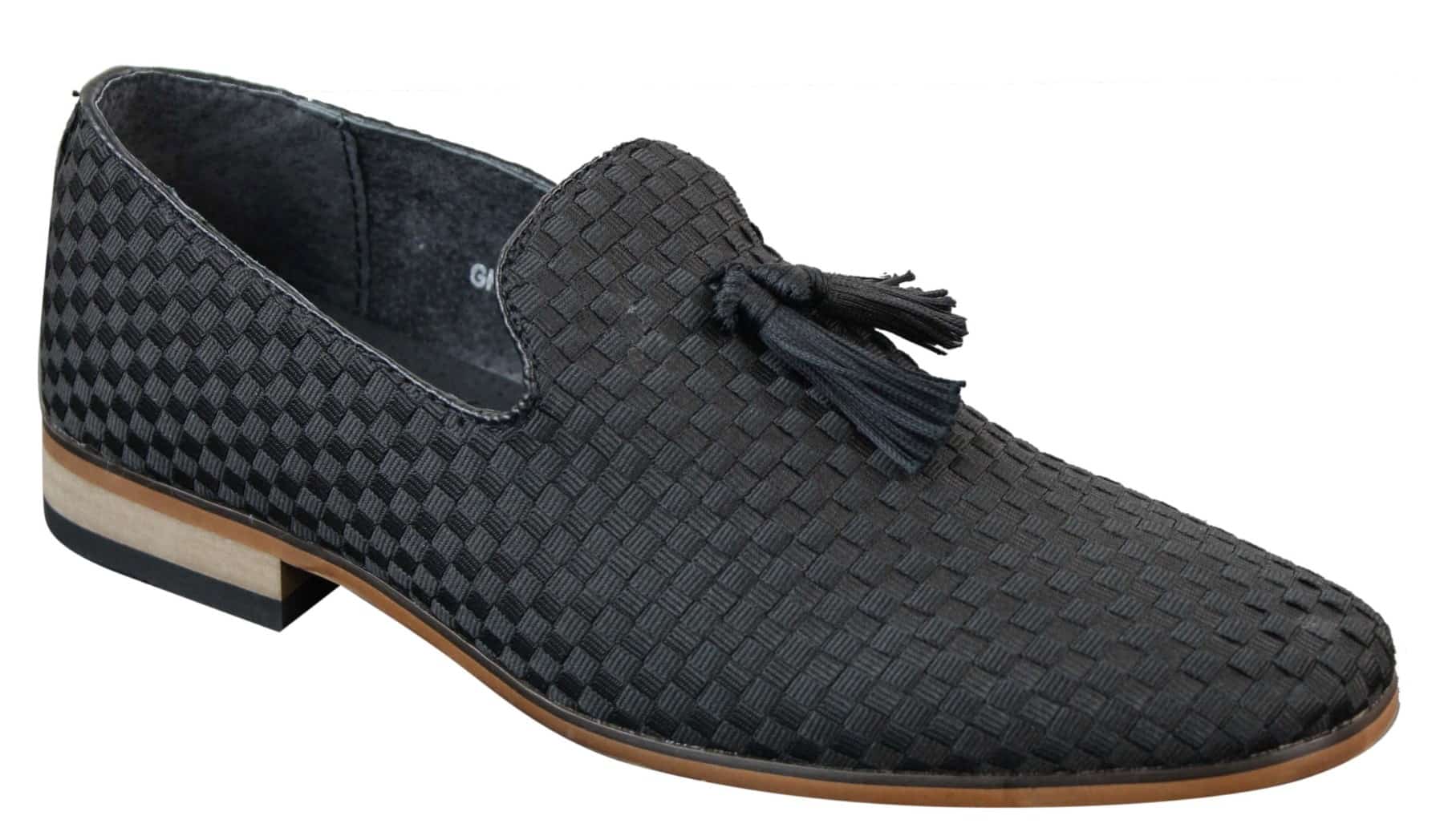 Mens Slip On Tassle Driving Shoes Smart Casual Retro Navy Blue Black Leather Lined
