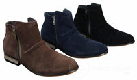 Mens Italian Suede Slip On Zip Ankle Boots Smart Casual Desert Chelsea Dealer