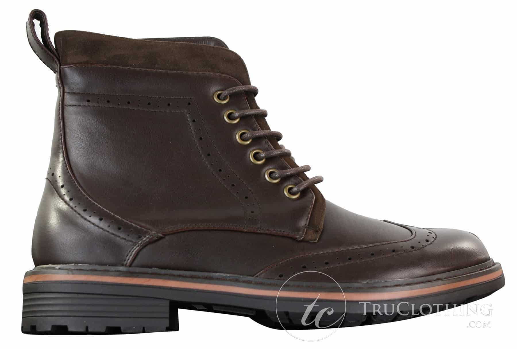 Galax GLX3521 Mens Brown Black Brogues Ankle Boots Leather Suede Laced Cowboy Smart Casual