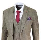 Mens Tweed Olive Green Check Suit