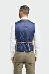 Męski tweedowy garnitur w oliwkowo-zieloną kratkę