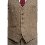 Gaston - Men's Tweed Olive Check Waistcoat
