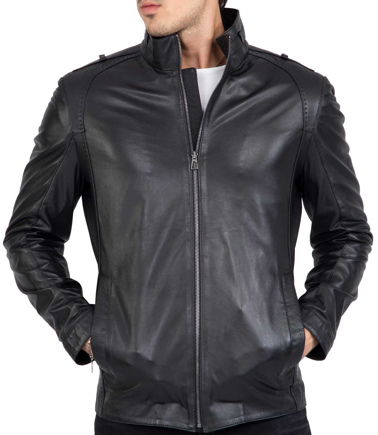 Genuine Lamb Leather Long Jacket for Men Tailored Fit - B208