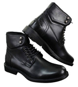 Mens Laced Military Army Casual Ankle Boots Leather Boots Black Brown