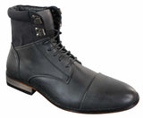 Galax GLX3517 Mens Slim Fit Vintage Retro Sherlock Laced Smart Casual Ankle Boots Leather