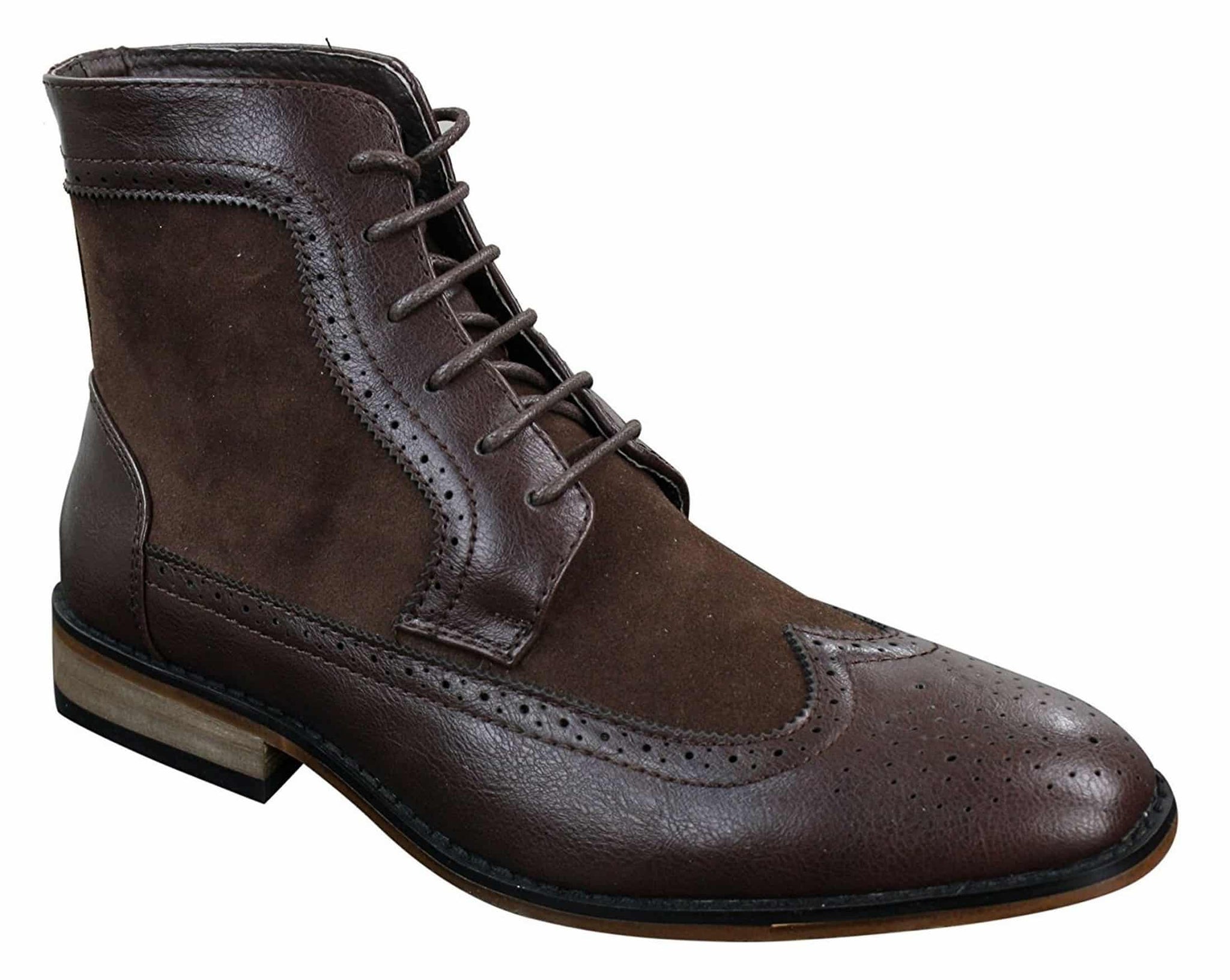 Mens Chelsea Brouge Ankle Boots Leather Suede Italian Smart Casual Laced Retro