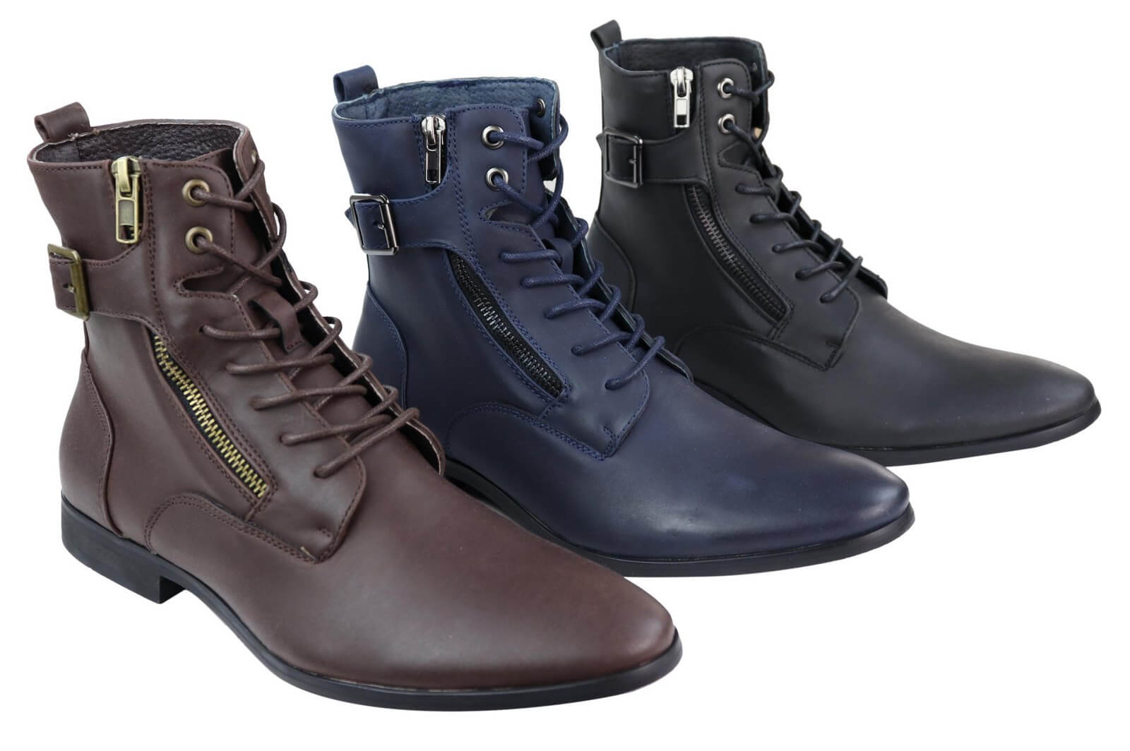 Mens Zip-Up Military Peaky Blinders Boots
