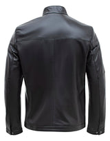 Happy Gentleman B102 - Real Leather Tailored Fit Mens Black Biker Jacket