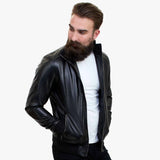 Happy Gentleman B109 - Lamb Leather Bomber Jacket for Men - Tailored Fit