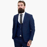 Happy Gentleman BELLO Navy Blue 3 Piece Suit Wool Tailored Fit