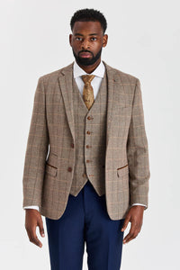 Garnitur Harris Brown Tweed z kontrastującymi spodniami Mayfair Navy