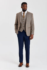 Garnitur Harris Brown Tweed z kontrastującymi spodniami Mayfair Navy