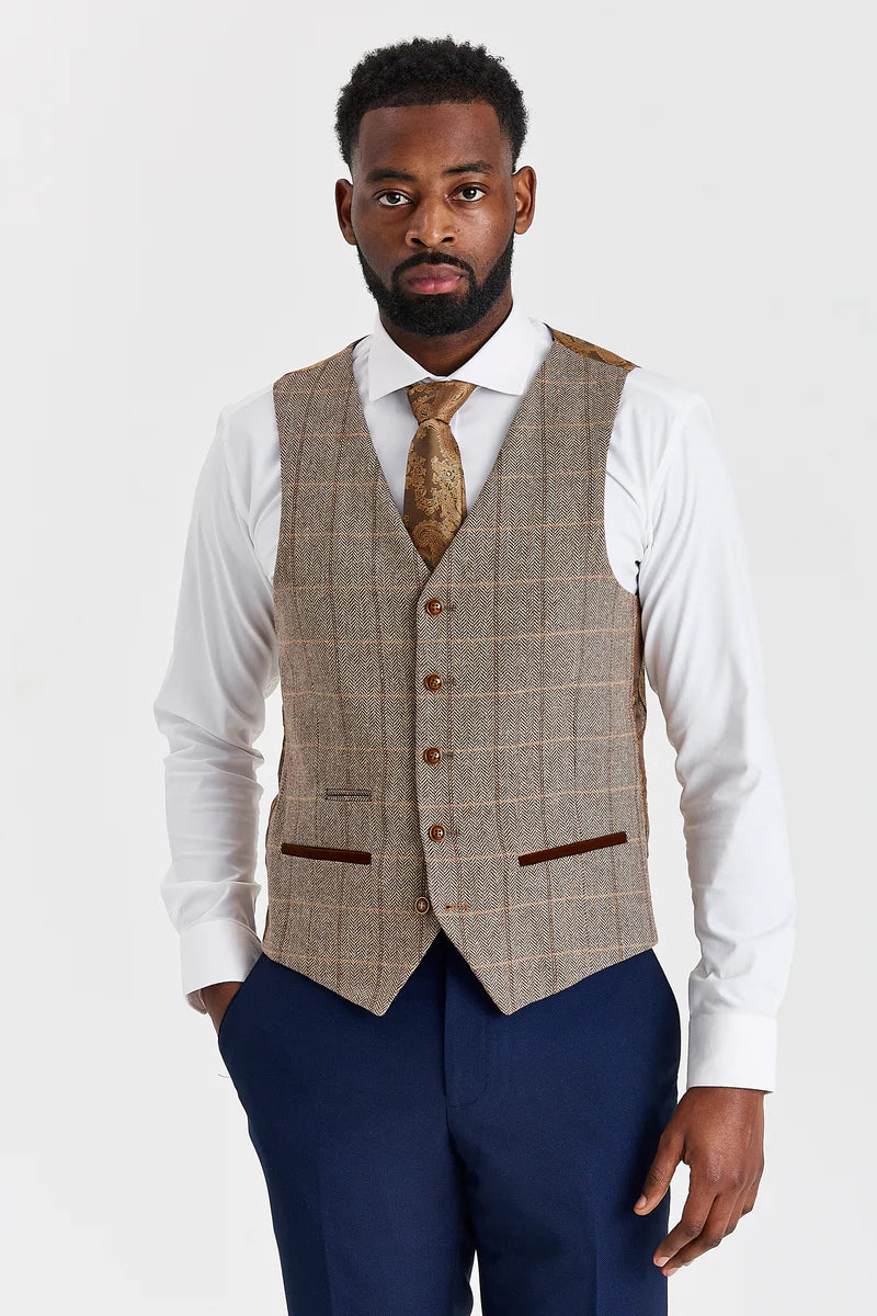 Garnitur Harris Brown Tweed z kontrastującymi spodniami Mayfair Navy