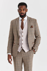 Garnitur Harris Brown Tweed z kamizelką Mayfair Stone