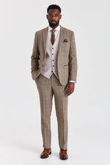 Garnitur Harris Brown Tweed z kamizelką Mayfair Stone