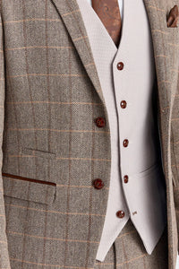 Garnitur Harris Brown Tweed z kamizelką Mayfair Stone