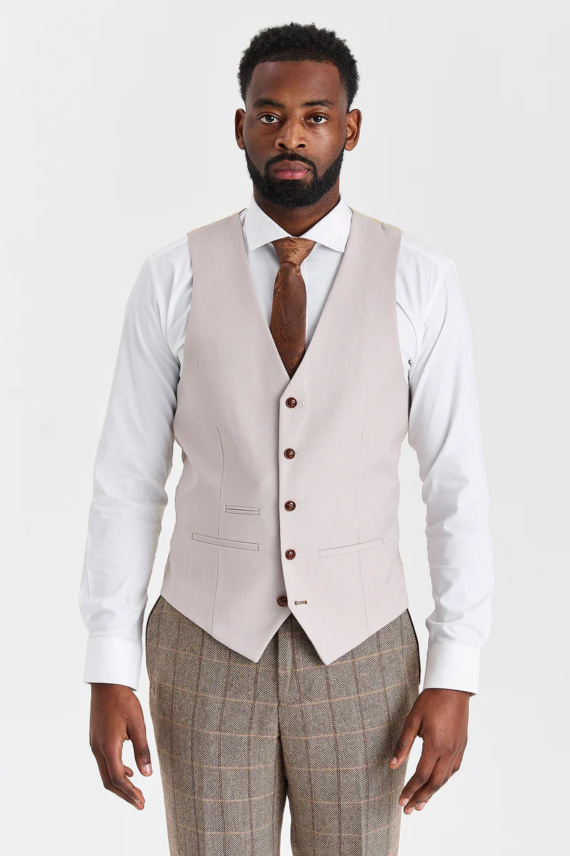 Garnitur Harris Brown Tweed z kamizelką Mayfair Stone