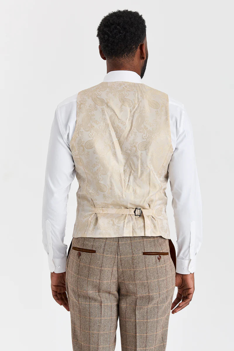 Garnitur Harris Brown Tweed z kamizelką Mayfair Stone