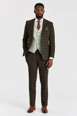 Garnitur Harris Green Check Tweed z kontrastową kamizelką Belmont Sage