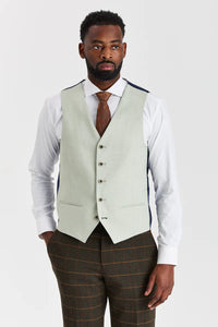 Garnitur Harris Green Check Tweed z kontrastową kamizelką Belmont Sage