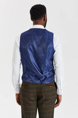 Garnitur Harris Green Check Tweed z kontrastową kamizelką Belmont Sage
