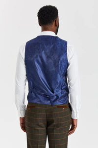 Garnitur Harris Green Check Tweed z kontrastową kamizelką Belmont Sage