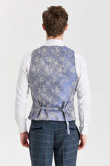 Garnitur Harris Navy Tweed z kontrastową kamizelką Belmont Silver
