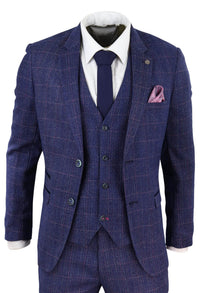 Blue 3 Piece Tweed Suit - Marc Darcy Harry