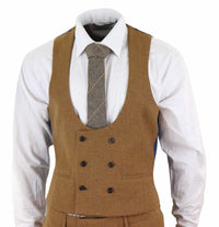 Harry Brown - Mens Tan Brown Wool 3 Piece Suit