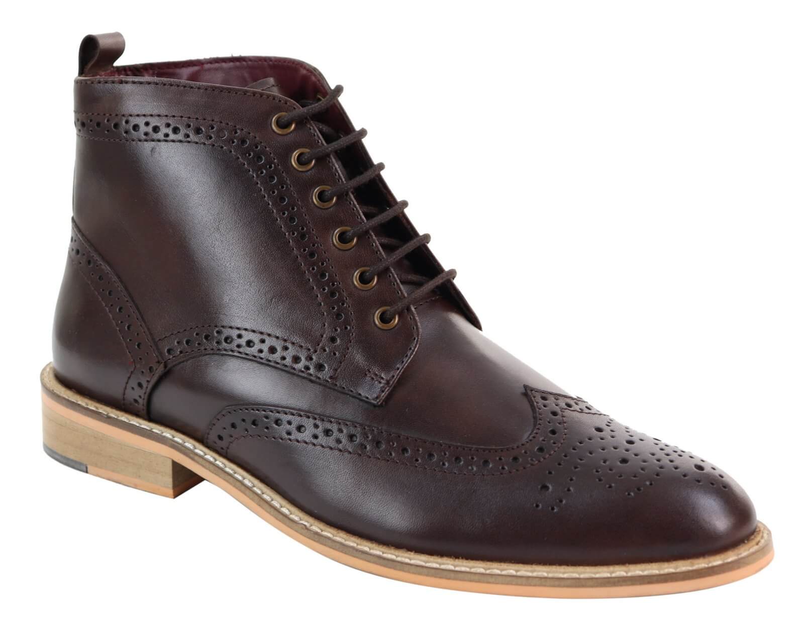 Mens Brogue Ankle Boots Brown